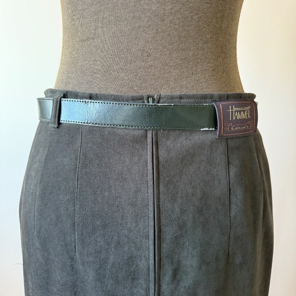 Vintage 90s Sleek high-waist midi pencil skirt in dark khaki 🖤 - Picture 5 of 11
